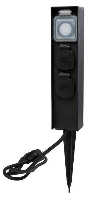 Havestikdåse 2 udtag m/timer sort